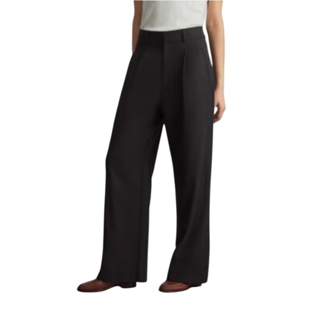 Everlane Womens Way High Drape Pant Size 8S Black Wide Leg Relaxed Fit slouchy
